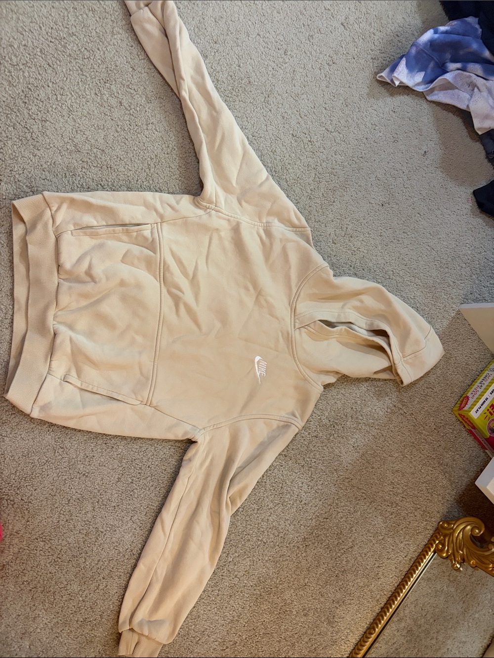 Nike Women’s Beige Pullover Hoodie with White Logo